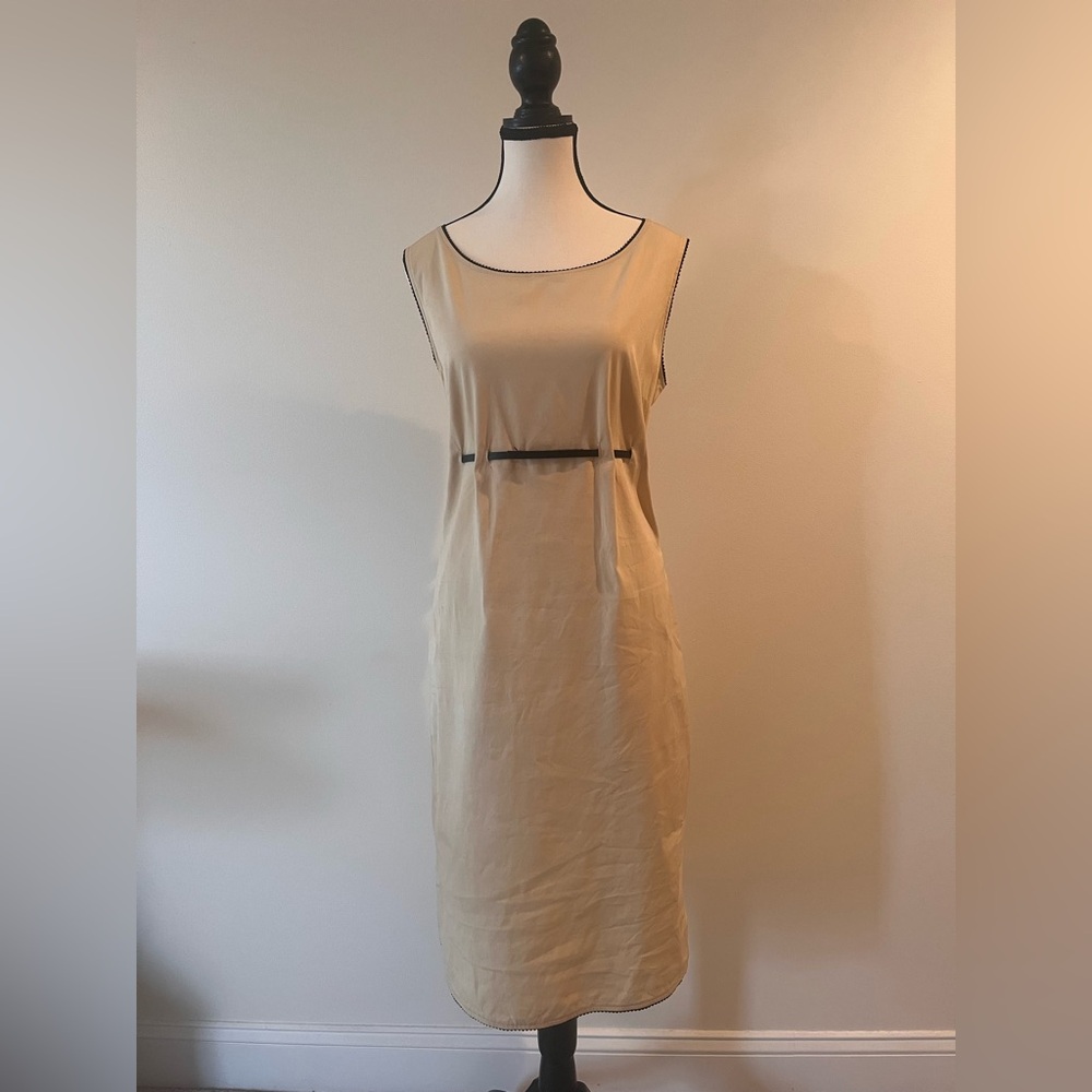 Dolce & Gabbana Tan Sleeveless Sheath Midi Dress